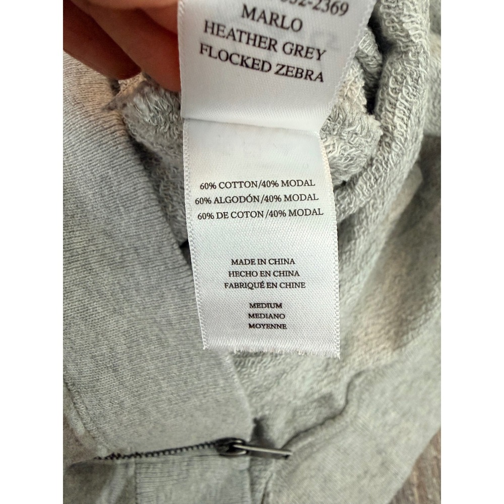 Rails Marlo Heather Grey Flocked Zebra Sweatshirt Side Zip Women's Medium - Picture 6 of 13